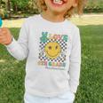 Peace Love 6th Grade Smile Face Back To School Sixth Grade Graphic Toddler Long Sleeve Tee