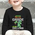 4th Grade Level Unlocked Back To School Pixel Game Graphic Toddler Long Sleeve Tee