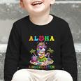 Aloha Kindergarten Unicorn Hawaii Back To School Kids Girl Graphic Toddler Long Sleeve Tee Aloha Kindergarten Unicorn Hawaii Back To School Kids Girl Graphic Toddler Long Sleeve Tee