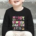 Back To School My 1st Day Of Kindergarten 2026 Bow Graphic Toddler Long Sleeve Tee Back To School My 1st Day Of Kindergarten 2026 Bow Graphic Toddler Long Sleeve Tee