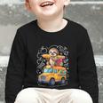 Back To School Sloth School Bus 100 Days Of School Graphic Toddler Long Sleeve Tee