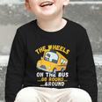Back To School The Wheels On The Bus Go Round And Round Kids Graphic Toddler Long Sleeve Tee