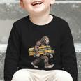 Bigfoot Carrying School Bus Sasquatch Back To School Graphic Toddler Long Sleeve Tee