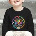 Cute Watch Out First Grade Here I Come Back To School Graphic Toddler Long Sleeve Tee Cute Watch Out First Grade Here I Come Back To School Graphic Toddler Long Sleeve Tee