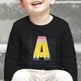 Cute Yellow School Pencil Alphabet Letter A Back To School Graphic Toddler Long Sleeve Tee Cute Yellow School Pencil Alphabet Letter A Back To School Graphic Toddler Long Sleeve Tee