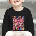 First Day Of 5th Grade Coquette Back To School Girls Kids Graphic Toddler Long Sleeve Tee
