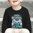 First Day Of High School Level Unlocked Back To School Gamer Graphic Toddler Long Sleeve Tee First Day Of High School Level Unlocked Back To School Gamer Graphic Toddler Long Sleeve Tee