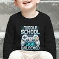 First Day Of Middle School Level Unlocked Back To School Graphic Toddler Long Sleeve Tee First Day Of Middle School Level Unlocked Back To School Graphic Toddler Long Sleeve Tee
