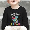 First Day Pre-K Back To School Dinosaur Graphic Toddler Long Sleeve Tee First Day Pre-K Back To School Dinosaur Graphic Toddler Long Sleeve Tee