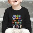 This Is My First Day Of School Boys Girls Kid Back To School Graphic Toddler Long Sleeve Tee This Is My First Day Of School Boys Girls Kid Back To School Graphic Toddler Long Sleeve Tee