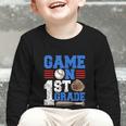 Game On First Grade Boy Baseball Back To School Graphic Toddler Long Sleeve Tee