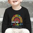 Happy First Day Of School Nurse Rainbow Back To School Graphic Toddler Long Sleeve Tee
