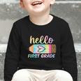 Hello First Grade Back To School Pencil Tie Dye 1st Grade Graphic Toddler Long Sleeve Tee