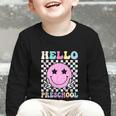 Hello Preschool Groovy Back To School Pre-K Team Girls Kids Graphic Toddler Long Sleeve Tee Hello Preschool Groovy Back To School Pre-K Team Girls Kids Graphic Toddler Long Sleeve Tee