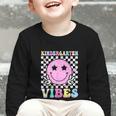 Kindergarten Vibes Groovy Back To School Kinder Girls Kids Graphic Toddler Long Sleeve Tee Kindergarten Vibes Groovy Back To School Kinder Girls Kids Graphic Toddler Long Sleeve Tee