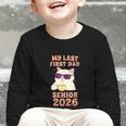 My Last First Day Senior 2026 Cat Back To School Class 2026 Graphic Toddler Long Sleeve Tee My Last First Day Senior 2026 Cat Back To School Class 2026 Graphic Toddler Long Sleeve Tee