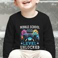 Middle School Level Unlocked Gamer First Day Back To School Graphic Toddler Long Sleeve Tee Middle School Level Unlocked Gamer First Day Back To School Graphic Toddler Long Sleeve Tee