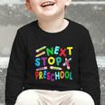 Next Stop Preschool Preschool Back To School 2024 Graphic Toddler Long Sleeve Tee Next Stop Preschool Preschool Back To School 2024 Graphic Toddler Long Sleeve Tee