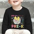 Pre-K Typography First Day Back To School Leopard Apple Graphic Toddler Long Sleeve Tee