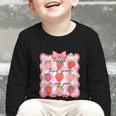 Preppy Back To School 3rd Grade Is My Jam Strawberry Bow Graphic Toddler Long Sleeve Tee