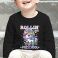 Preschool Back To School First Day Girls PreK Rollin Unicorn Graphic Toddler Long Sleeve Tee