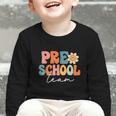 Preschool Team Retro Groovy Vintage Back To School Pre-K Graphic Toddler Long Sleeve Tee Preschool Team Retro Groovy Vintage Back To School Pre-K Graphic Toddler Long Sleeve Tee