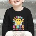 Preschool Vibes Smile Face Back To School Kinder Girls Kids Graphic Toddler Long Sleeve Tee Preschool Vibes Smile Face Back To School Kinder Girls Kids Graphic Toddler Long Sleeve Tee