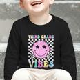 Third Grade Vibes Groovy Back To School 3rd Grade Girls Kids Graphic Toddler Long Sleeve Tee