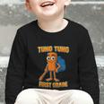 Tung Tung Sahur First Grade Italian Brainrot Back To School Graphic Toddler Long Sleeve Tee Tung Tung Sahur First Grade Italian Brainrot Back To School Graphic Toddler Long Sleeve Tee