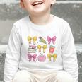 Apple Coquette Bow Books First Day Of School Back To School Graphic Toddler Long Sleeve Tee