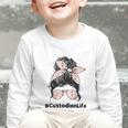 Custodian Life Messy Bun Hair Glasses Leopard Back To School Graphic Toddler Long Sleeve Tee Custodian Life Messy Bun Hair Glasses Leopard Back To School Graphic Toddler Long Sleeve Tee