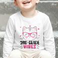 Cute 2nd Grade Vibes Cat Kitten Lover Back To School Girls Graphic Toddler Long Sleeve Tee