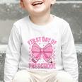 First Day Of Preschool Coquette Bow Back To School Girls Graphic Toddler Long Sleeve Tee