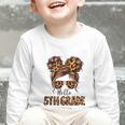 Hello 5th Grade Messy Hair Bun Girl Back To School First Day Graphic Toddler Long Sleeve Tee