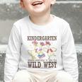 Kindergarten Wild West Goose Cowboy Goose Back To School Graphic Toddler Long Sleeve Tee Kindergarten Wild West Goose Cowboy Goose Back To School Graphic Toddler Long Sleeve Tee