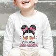 Little Miss 3rd Grade Messy Bun Back To School Graphic Toddler Long Sleeve Tee