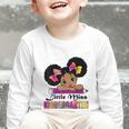 Little Miss Kindergarten Afro Puff Girl Back To School Graphic Toddler Long Sleeve Tee