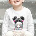 Little Miss Pre-K Girls Back To School Messy Bun Performance Graphic Toddler Long Sleeve Tee