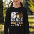 6th Grade Batter Up Baseball First Day Back To School Graphic Toddler Long Sleeve Tee