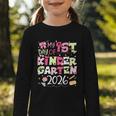 Back To School My 1st Day Of Kindergarten 2026 Bow Graphic Toddler Long Sleeve Tee Back To School My 1st Day Of Kindergarten 2026 Bow Graphic Toddler Long Sleeve Tee