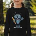 Back To School 2025 Robot Pencil For Kids Graphic Toddler Long Sleeve Tee Back To School 2025 Robot Pencil For Kids Graphic Toddler Long Sleeve Tee