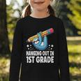 Back To School First Grade Sloth Hanging Out In 1st Grade Graphic Toddler Long Sleeve Tee Back To School First Grade Sloth Hanging Out In 1st Grade Graphic Toddler Long Sleeve Tee