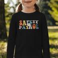 Back To School Student Safety Patrol Groovy Retro Graphic Toddler Long Sleeve Tee