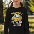 Back To School The Wheels On The Bus Go Round And Round Kids Graphic Toddler Long Sleeve Tee