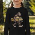 Bigfoot Carrying School Bus Sasquatch Back To School Graphic Toddler Long Sleeve Tee