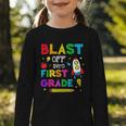 Blast Off Into First Grade Squad First Day Back To School Graphic Toddler Long Sleeve Tee Blast Off Into First Grade Squad First Day Back To School Graphic Toddler Long Sleeve Tee
