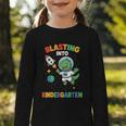 Blasting Into Kindergarten Dinosaur Astronaut Back To School Graphic Toddler Long Sleeve Tee Blasting Into Kindergarten Dinosaur Astronaut Back To School Graphic Toddler Long Sleeve Tee