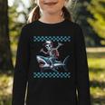 Boys Skeleton Riding a Shark Back To School Graphic Toddler Long Sleeve Tee