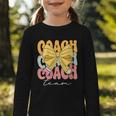 Coach Team Groovy Coquette Bow Cute Back To School Graphic Toddler Long Sleeve Tee Coach Team Groovy Coquette Bow Cute Back To School Graphic Toddler Long Sleeve Tee