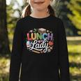 Colorful Lunch Lady Appreciation Retro Back To School Graphic Toddler Long Sleeve Tee Colorful Lunch Lady Appreciation Retro Back To School Graphic Toddler Long Sleeve Tee